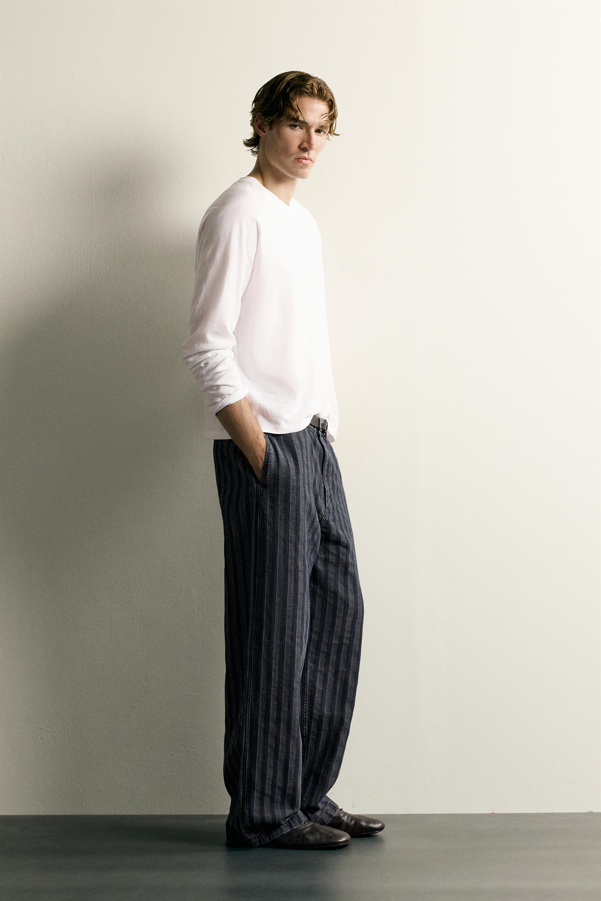 STRIPED RELAXED FIT CHINO PANTS